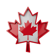 3d canadian maple leaf flag emblem isolated on transparent background 
