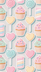 seamless pattern with cupcakes