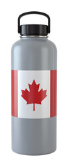Promoting hydration with canadian flag water bottle canada product studio lifestyle. Cut out png 

