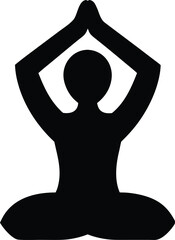 yoga pose icon Black silhouette vector illustration on transparent background