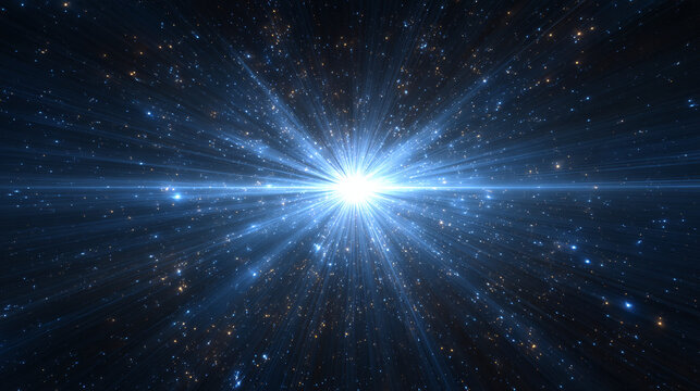 A stunning supernova illuminates the cosmos, with a bright light and radiating energy across the universe