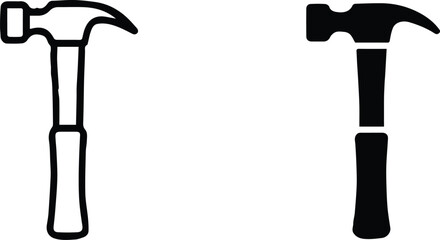 hammer graphic comparison outline versus filled icon