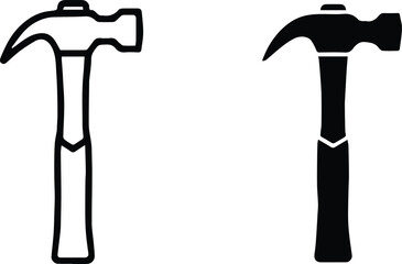 hammer symbol pair outline and solid minimal vector