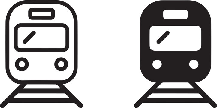 train symbol front view vector for signage and interface