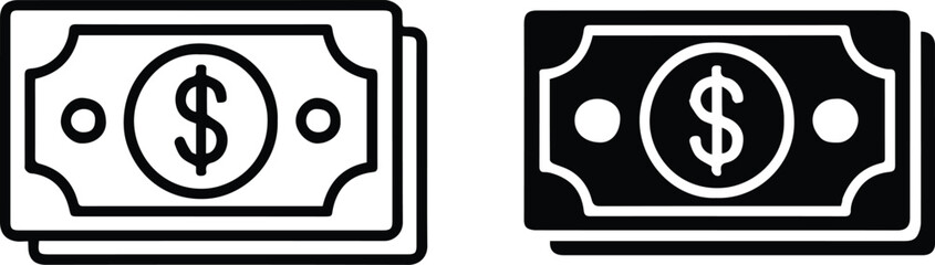 money bill icon duo outline and solid styles for web and print