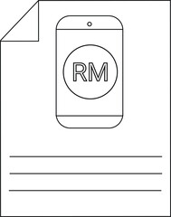Mobile phone with RM logo on a notepad for branding and communication concepts.