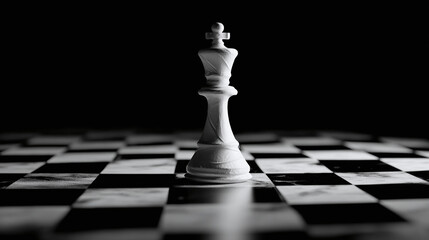 A single chess king piece standing on a chessboard