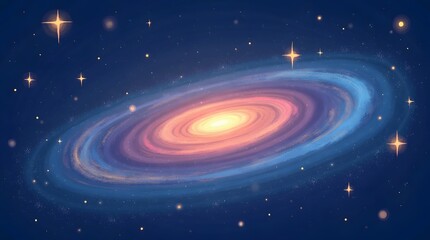 Obraz premium Artistic illustration of a spiral galaxy in deep blue space with glowing stars and nebula suitable for astronomy and cosmic themed designs.