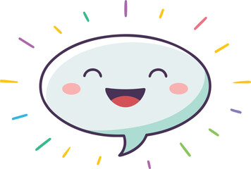 Friendly chat bubble vector illustration with happy grin and blushing cheeks scalable eps icon