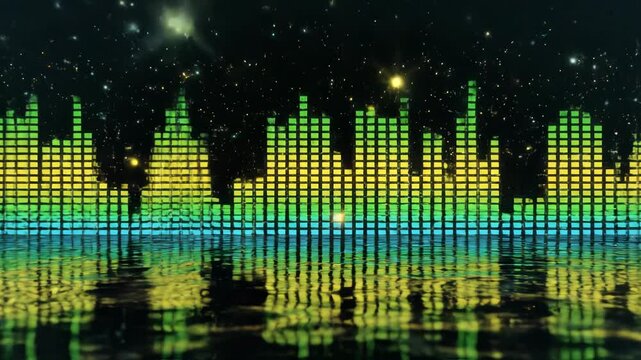 Abstract digital sound wave with colorful equalizer display