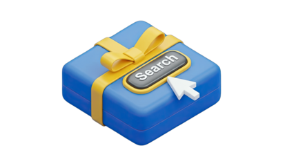 Gift Box with Search Button and Cursor - Online Shopping Concept