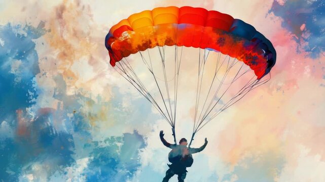 Video A person flying through the air with a parachute, enjoying the view