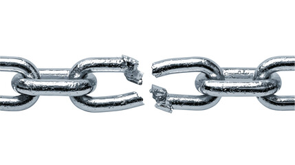Obraz premium Vector illustration of a thick metal chain snapping in the middle isolated on a white background