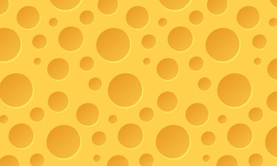 Cheese Background Vector Illustration - Seamless Yellow Swiss Cheese Pattern with Holes