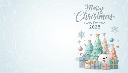 Fototapeta premium Festive holiday greetings winter wonderland digital artwork christmas theme cheerful atmosphere whimsical viewpoint seasonal celebration for 2026