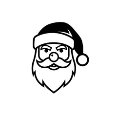 Obraz premium Santa Claus Face Black and White Vector Illustration