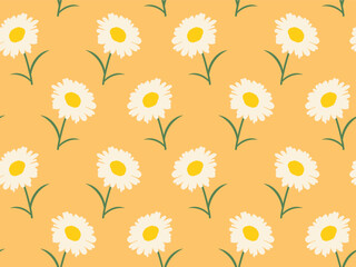 Seamless pattern with daisies. Vector illustration of a spring floral pattern