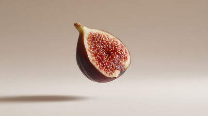 Vibrantly Fresh Cut Fig Half Floating, Showcasing Sweetness and Natural Texture