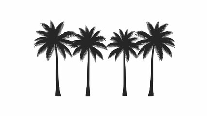 Obraz premium 4 Palm Trees Silhouette Image: Elegant Black and White Minimalist Artwork for Design Projects