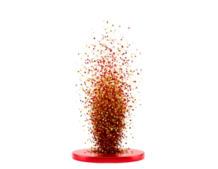 Explosion of colorful confetti and streamers isolated on transparent background