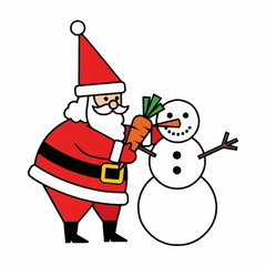 Santa Claus and Snowman Christmas Holiday Celebration.