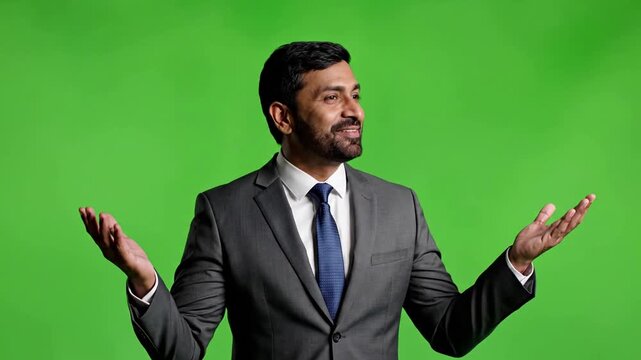 Abstract liquid paint swirl motion on wooden surface with fascinated and impressed business man effect green screen style featuring