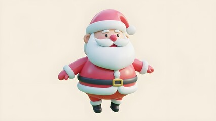 Fototapeta premium Cute 3D Chubby Santa Claus – Glossy Clay Style