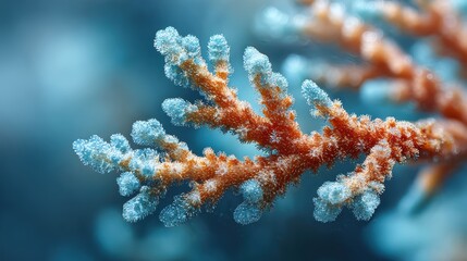 Fototapeta premium Intricate frost patterns on winter branch observe delicate ice crystals forming intricate patterns on branch highlighting winter s beauty