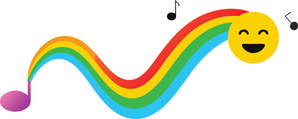 Vector music note transforms into joyful rainbow sun illustration scalable eps icon