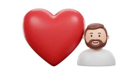 Smiling man with large heart