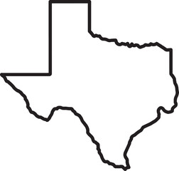 Outline map of the state of texas, black line art