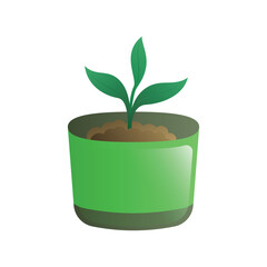 Young Green Plant Seedling in a Pot Illustration
