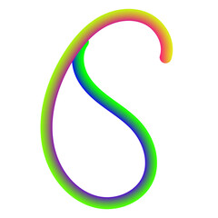 Vibrant gradient loop forms smooth abstract shape on transparent background