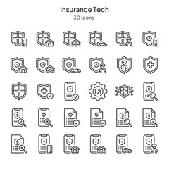 insurance tech icon collection
