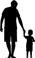 father and son walking silhouette illlustration design 