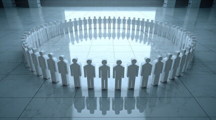 Fototapeta premium Business team meeting concept illustration of a diverse group of people in a circle formation