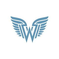 Elegant letter W logo combined with wings