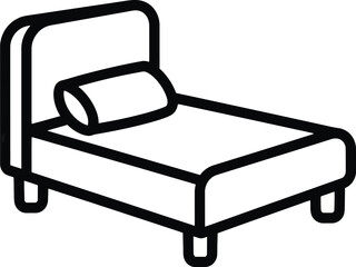 Bed with pillow simple outline vector illustration