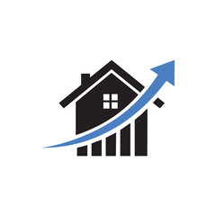 House symbol logo with a bar chart and an arrow shooting upwards