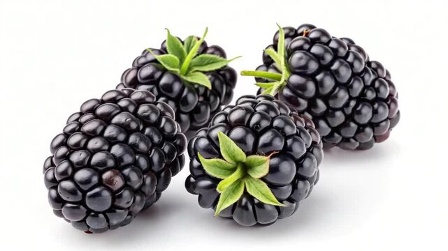 fresh organic blackberries isolated on white background video