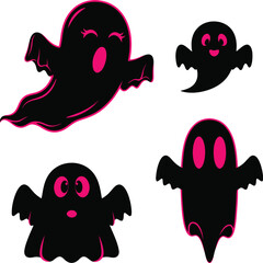 Adorable ghost cartoon illustration pack