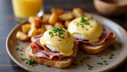 Eggs Benedict Breakfast With Potatoes