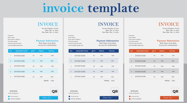 Minimal Printable Invoice Template   Clean Vector Layout for Business, Billing and Company Finance Use.