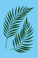 Double Green Leaf Botanical Illustration, Minimalist Nature Art Vector