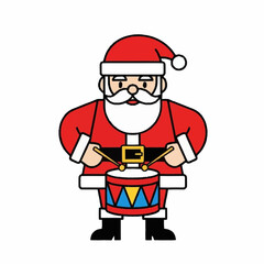 Santa Claus playing a drum, festive Christmas character illustration.