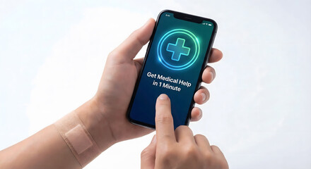 Close-Up of Hand with Smartwatch Tapping Smartphone Screen for Urgent Telehealth Medical Help