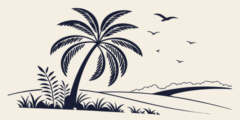 vector illustration of a tropical island with palms