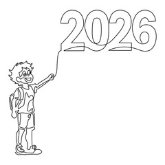 Child Writing 2026 Continuous Line Art