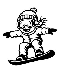 Snowboarder in action vector illustration. Extreme winter sports. Snowboarding emblem. Sport club logo. Snowboarding equipment.