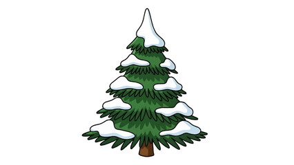 Fototapeta premium A detailed illustration of a snow-covered evergreen Christmas tree isolated on a transparent background